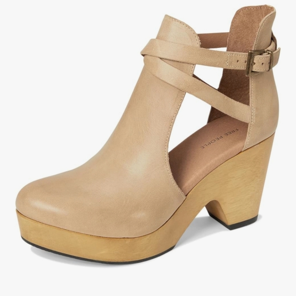 Free People Cream Cross-Strap Block Heels - Picture 10 of 10